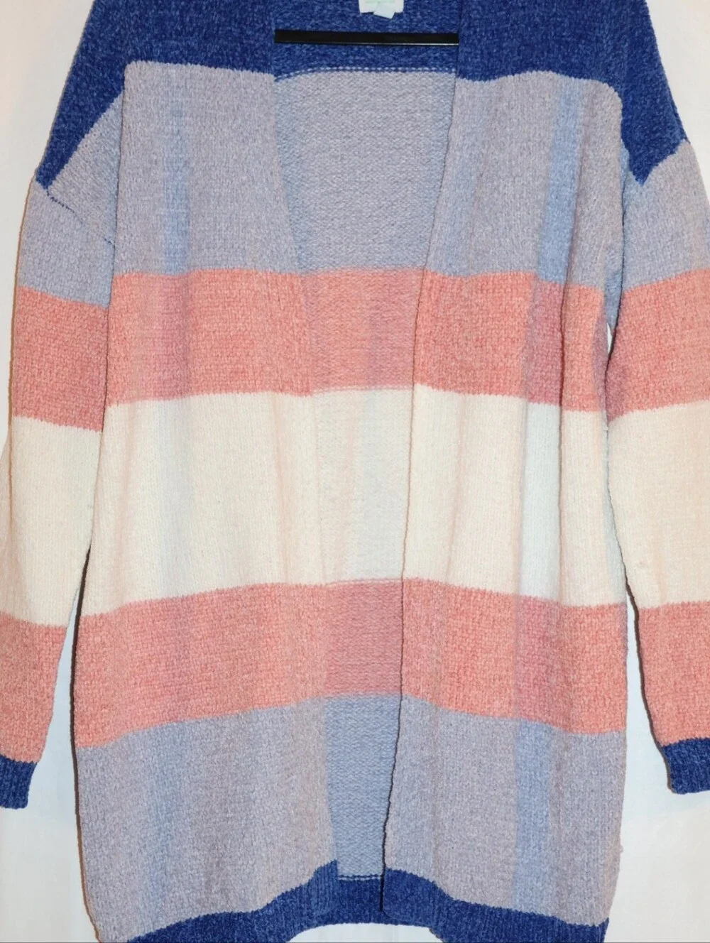 The Mint Open-Front Horizontal Stripe Cardigan Sweater.